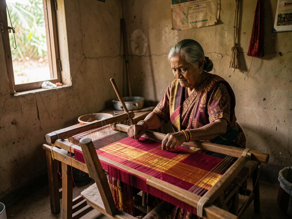 The senior weaver of Sevilimedu